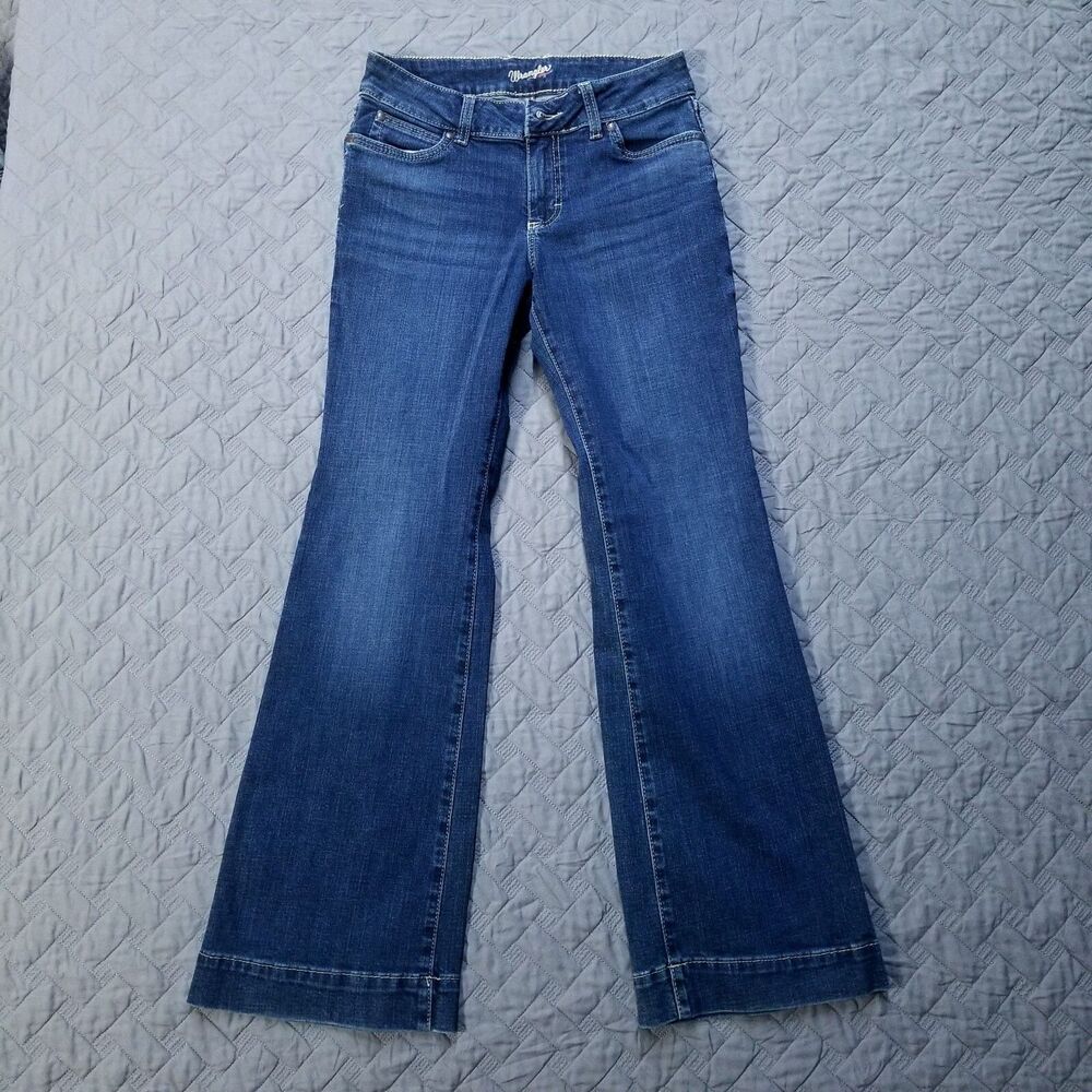 Wrangler Jeans Womens 5x32 Blue Flared Leg American Dark Wash Denim Boot Cut